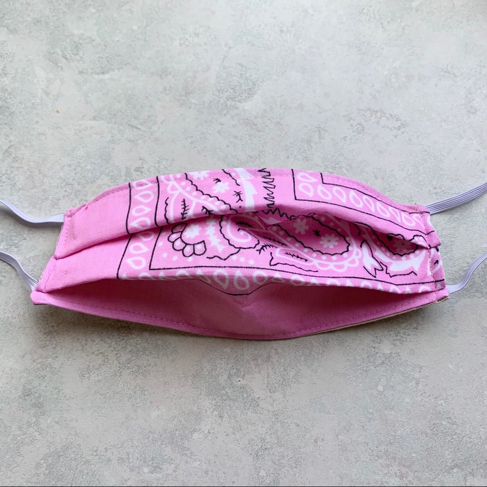 pink bandana face mask (adult & kids)